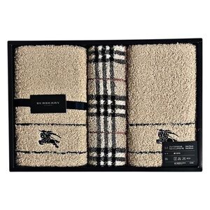 Burberry Hand Towel Trio in Beige and Black, NEW